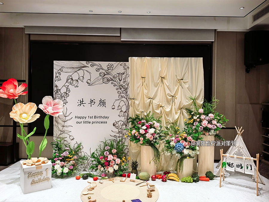 小清新INS韩系生日装扮奶油风派对氛围感男女孩儿童周岁3岁生日布置装扮-图一