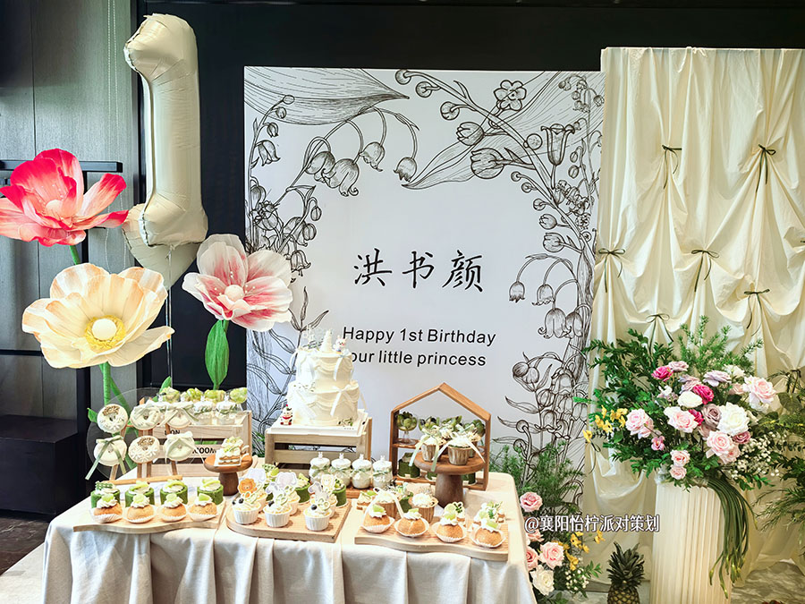 小清新INS韩系生日装扮奶油风派对氛围感男女孩儿童周岁3岁生日布置装扮-图三